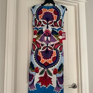 NWT Vince Camuto Blue Pink Sheath Midi Dress